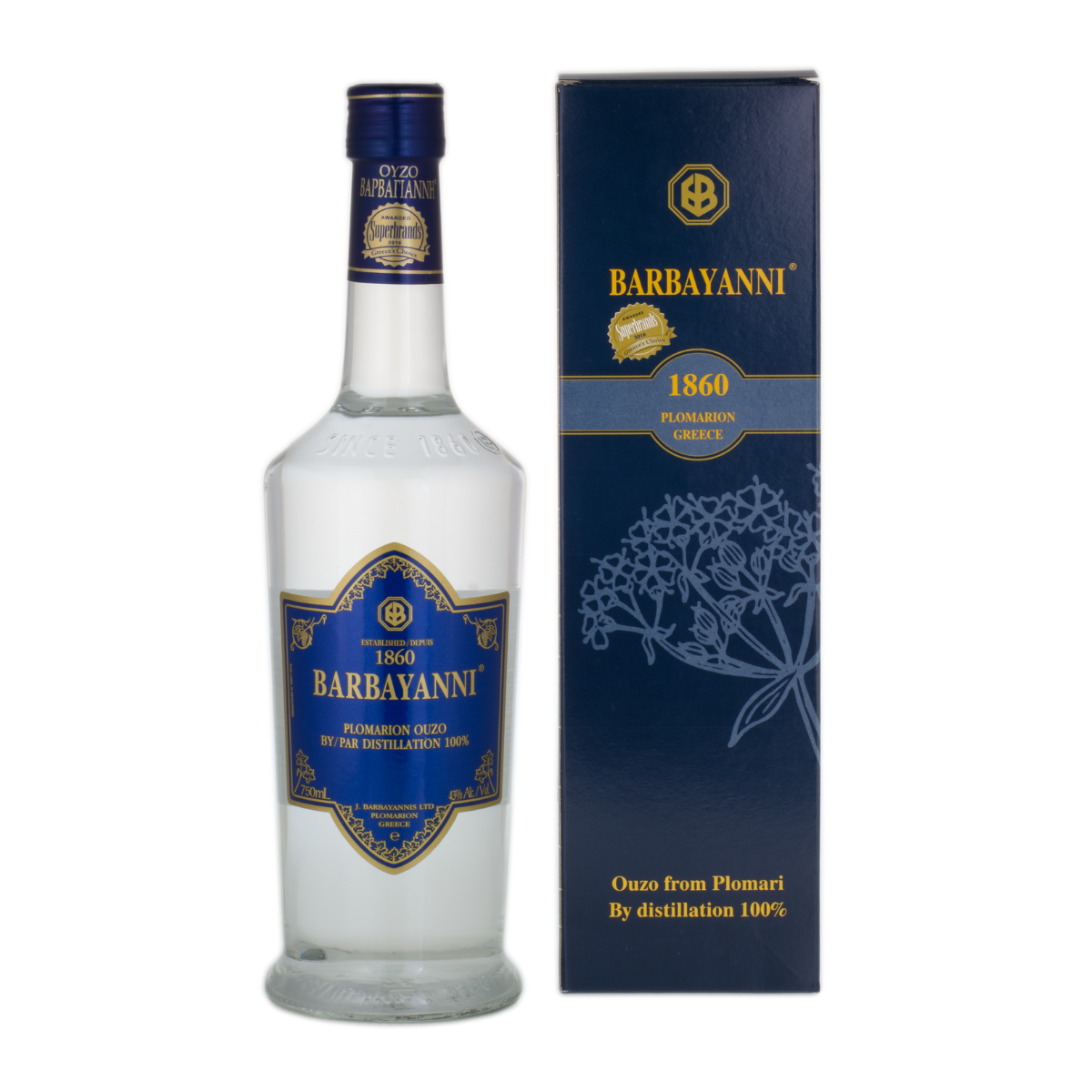 Ouzo Barbayanni Blue 43% alc./vol. (3 Bottle Minimum)