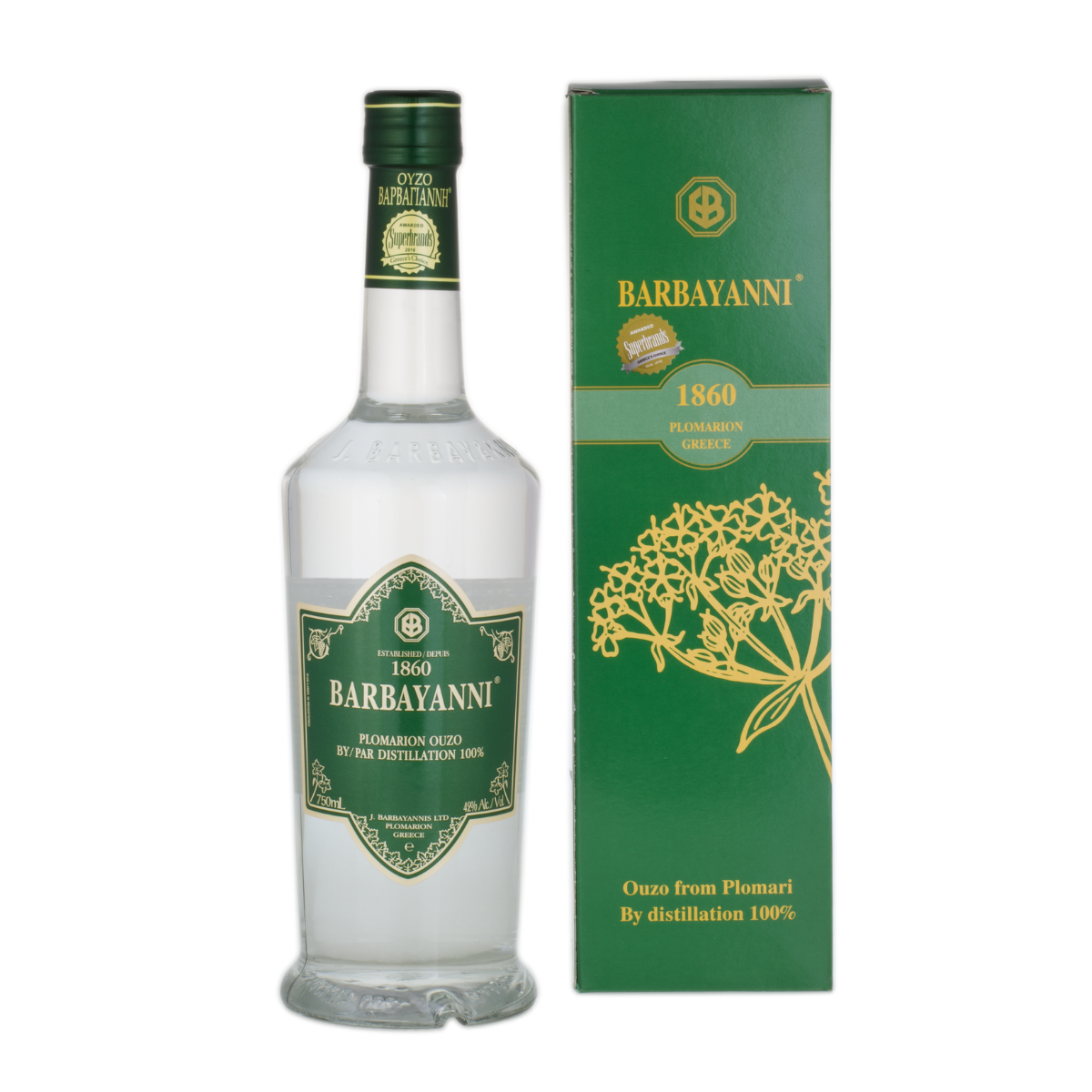 Ouzo Barbayanni Green 42% alc./vol. (3 Bottle Minimum)