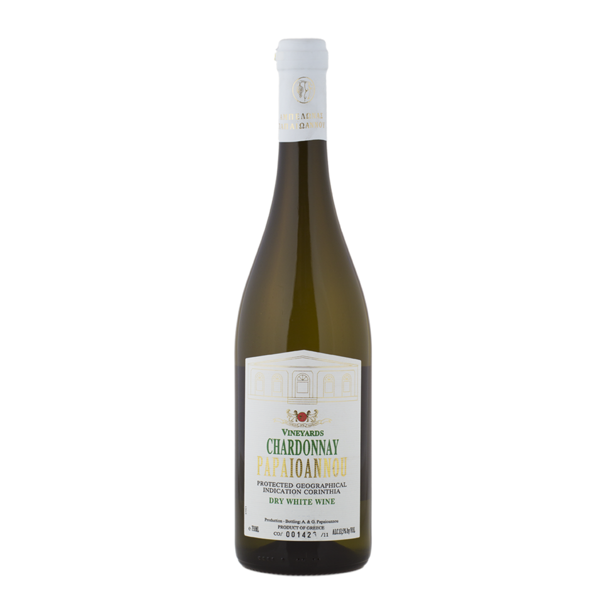 Papaioannou Chardonnay Organic, organic wine, chardonnay, white wine, Greek wine, wine from Greece, organic wine