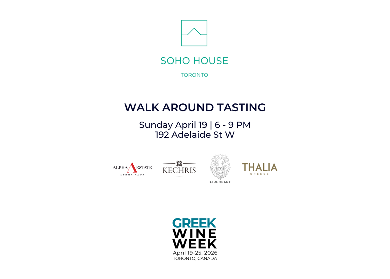 Soho House Wine Tasting Wine Selection