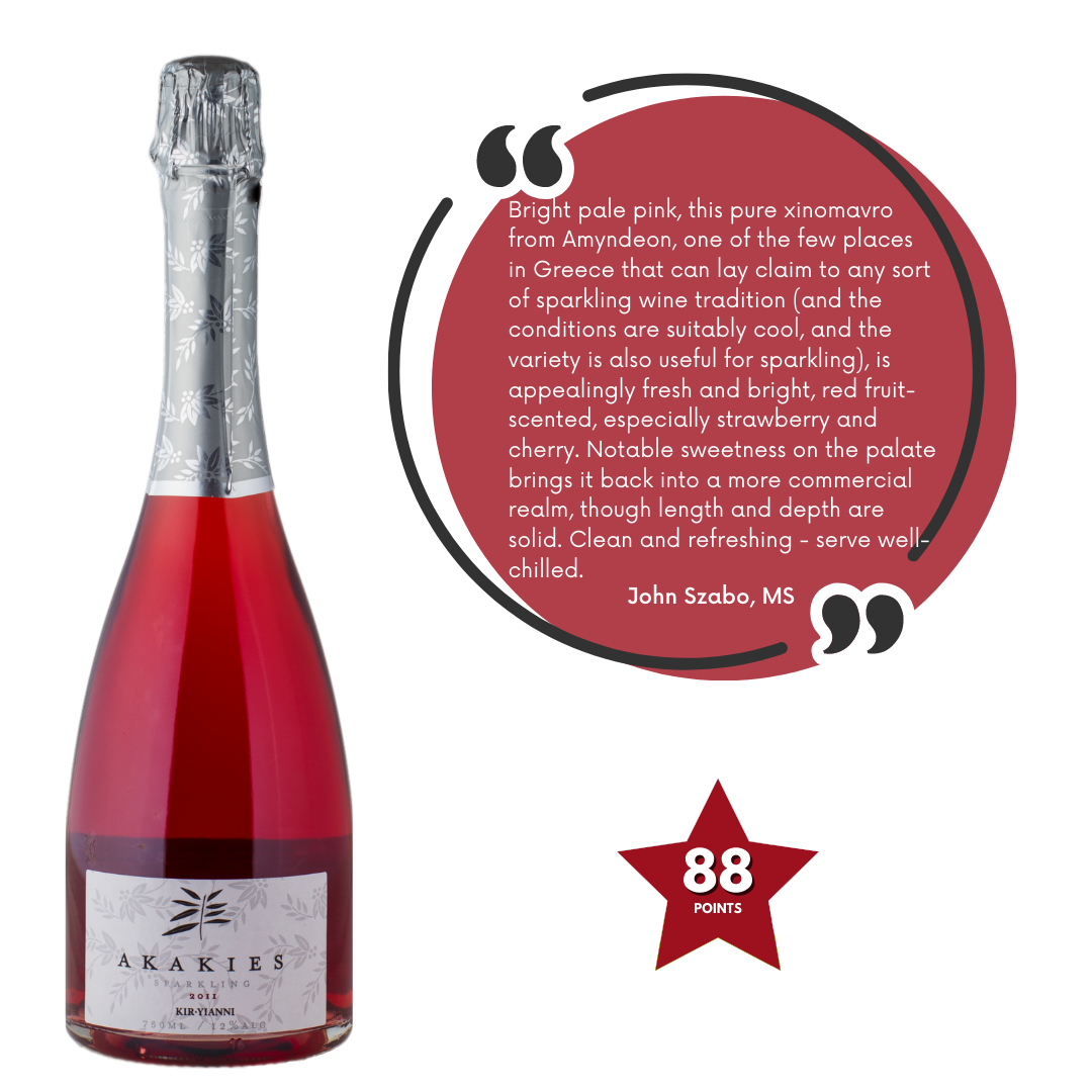 Kir Yianni Akakies Sparkling Rosé 100% Xinomavro (6 Bottle Mimimum)