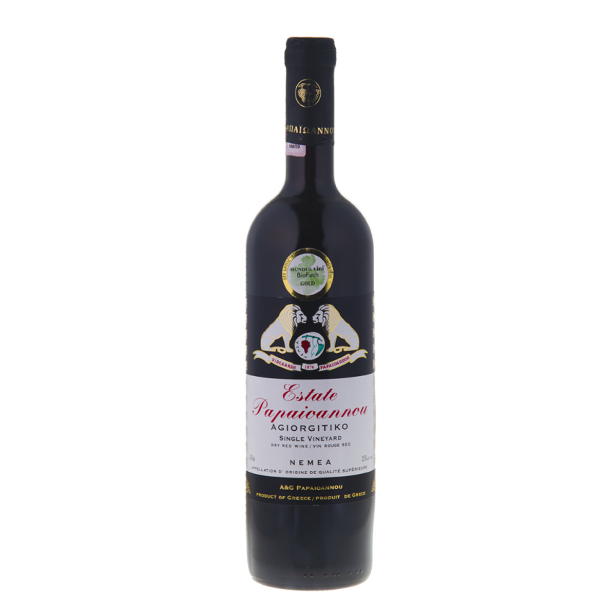 Papaioannou Estate Nemea Organic, organic wine, organic red wine, red wine, Greek wine, wine from Greece